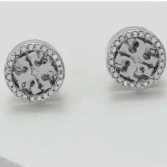 Tory Burch Jewelry - Tory Burch Crystal logo stud earrings NEW